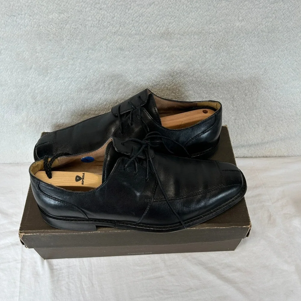 Florsheim Flor 3 Eye Blu‎ Mens Black Leather Square Toe Dress Shoes 11 D 4161-06